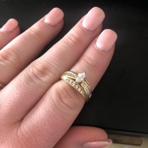 Size 8 Gold diamond bridal ring